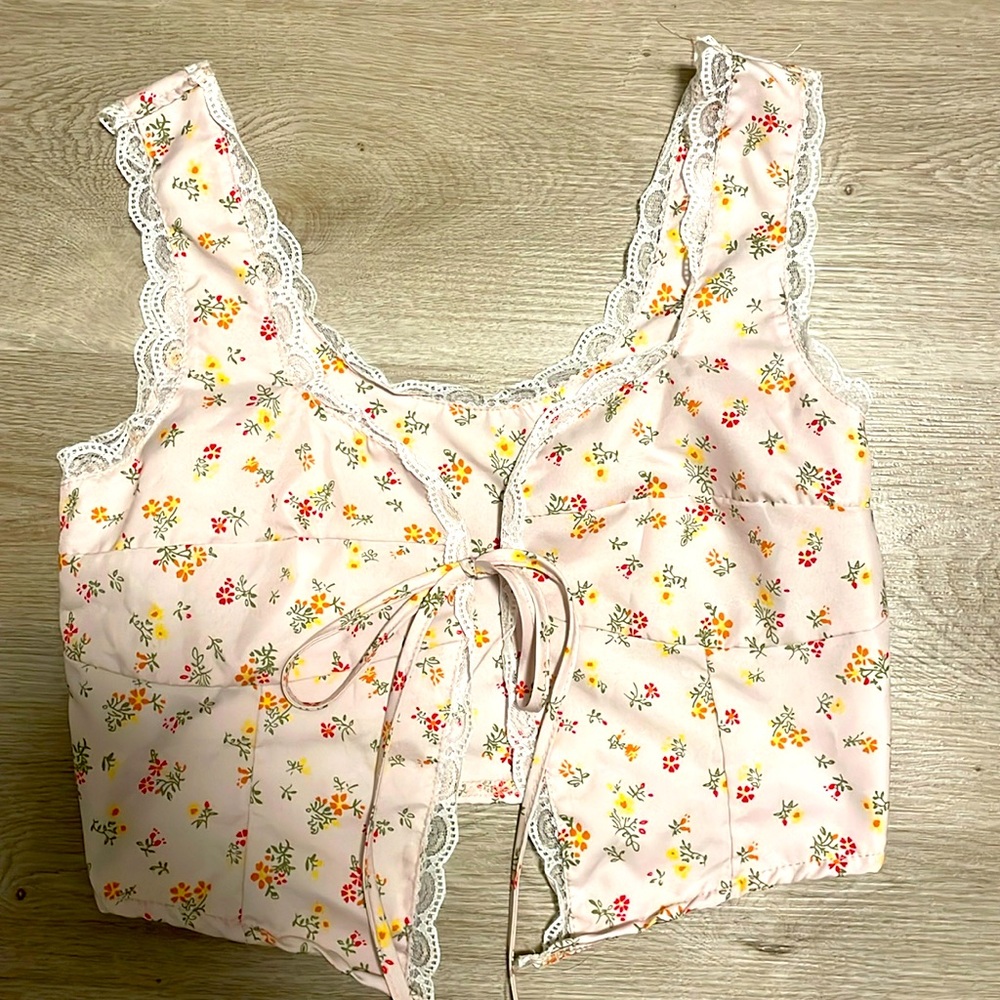 Floral Pink Cropped Vest
